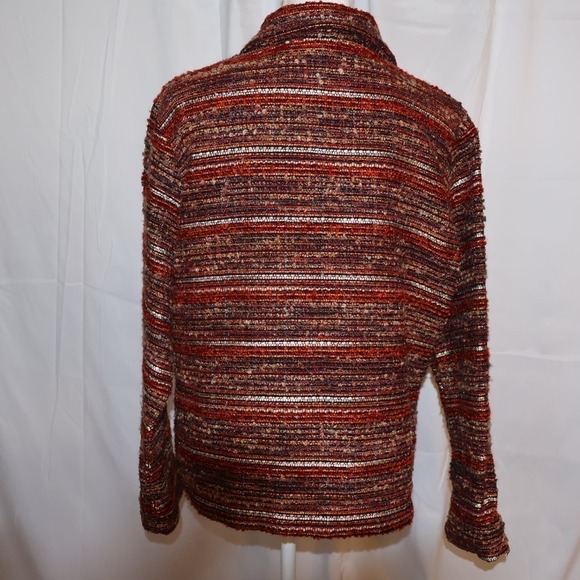 CHICO'S Womens S Multicolor Textured Boucle Metallic Blazer Jacket Button Front - Picture 7 of 13